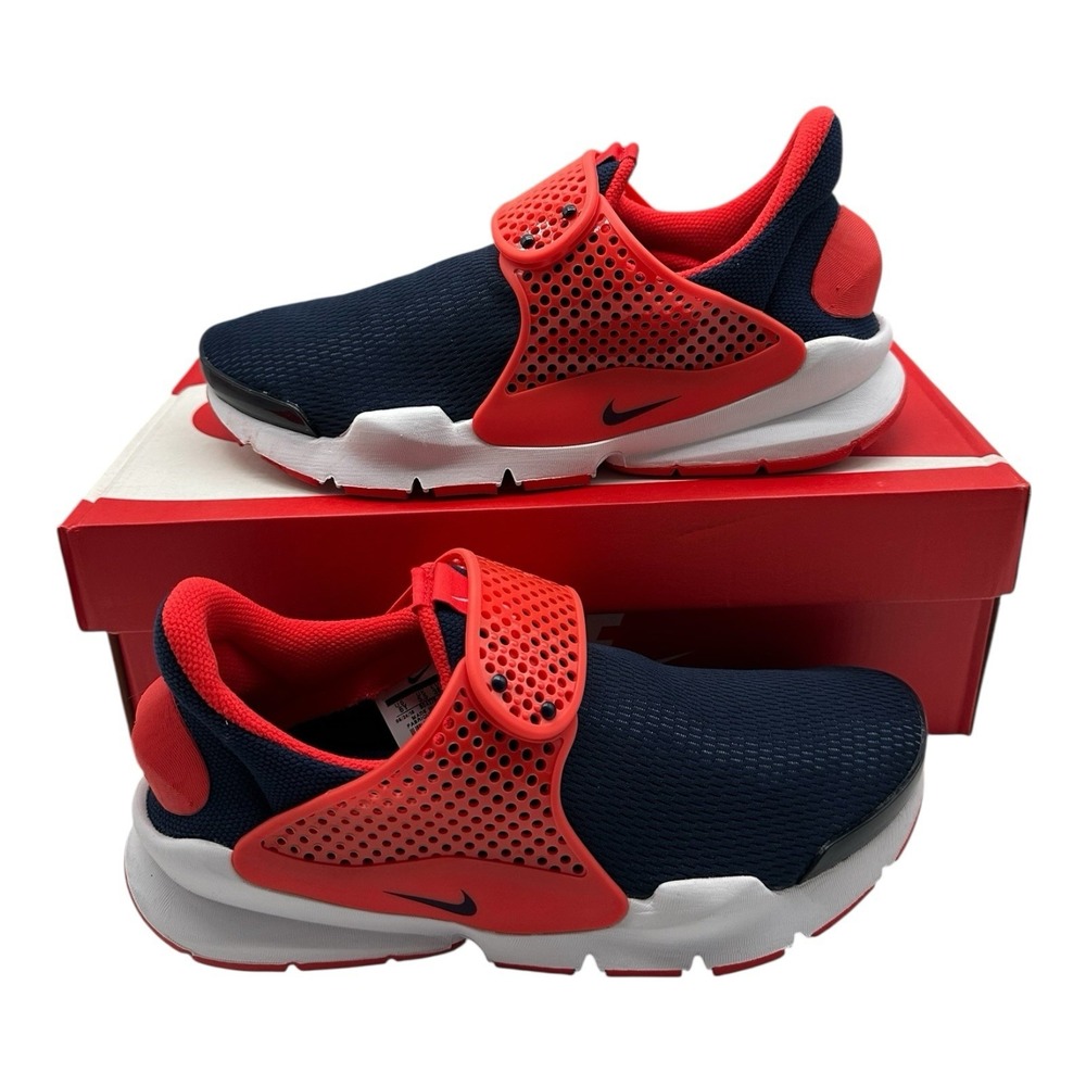 Nike Sock Dart GS Shoes YOUTH‎ Size 7 Y Womens 8.5 Navy Red Sneakers 904276-402